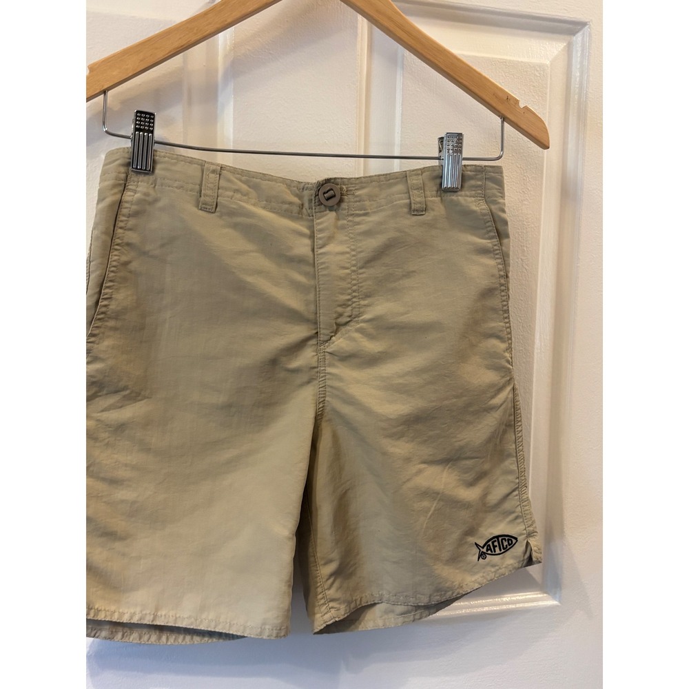 AFTCO Kids Khaki Fishing Shorts Size 28 14/16 Years Tan Outdoor Performance